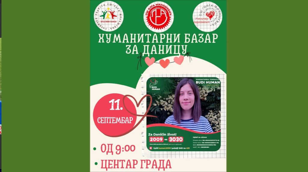 Fotografija uz vijest: Humanitarni bazar za Danicu: Učenici OŠ „Olga Milošević“ pozivaju na zajedništvo