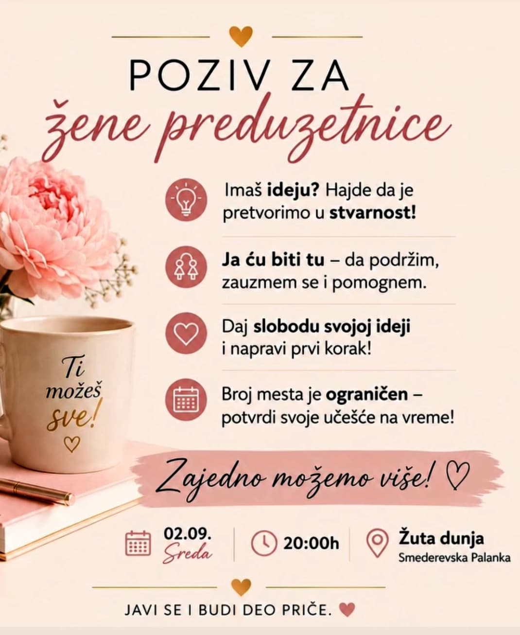 Fotografija uz vijest: Poziv za žene preduzetnice u Smederevskoj Palanci: "Zajedno možemo više!"