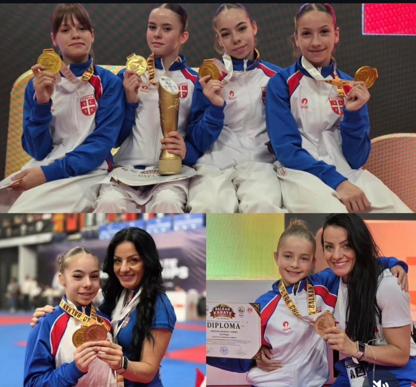 Fotografija uz vijest: Karatistkinje iz Smederevske Palanke osvojile zlatnu medalju na Prvenstvu Balkana